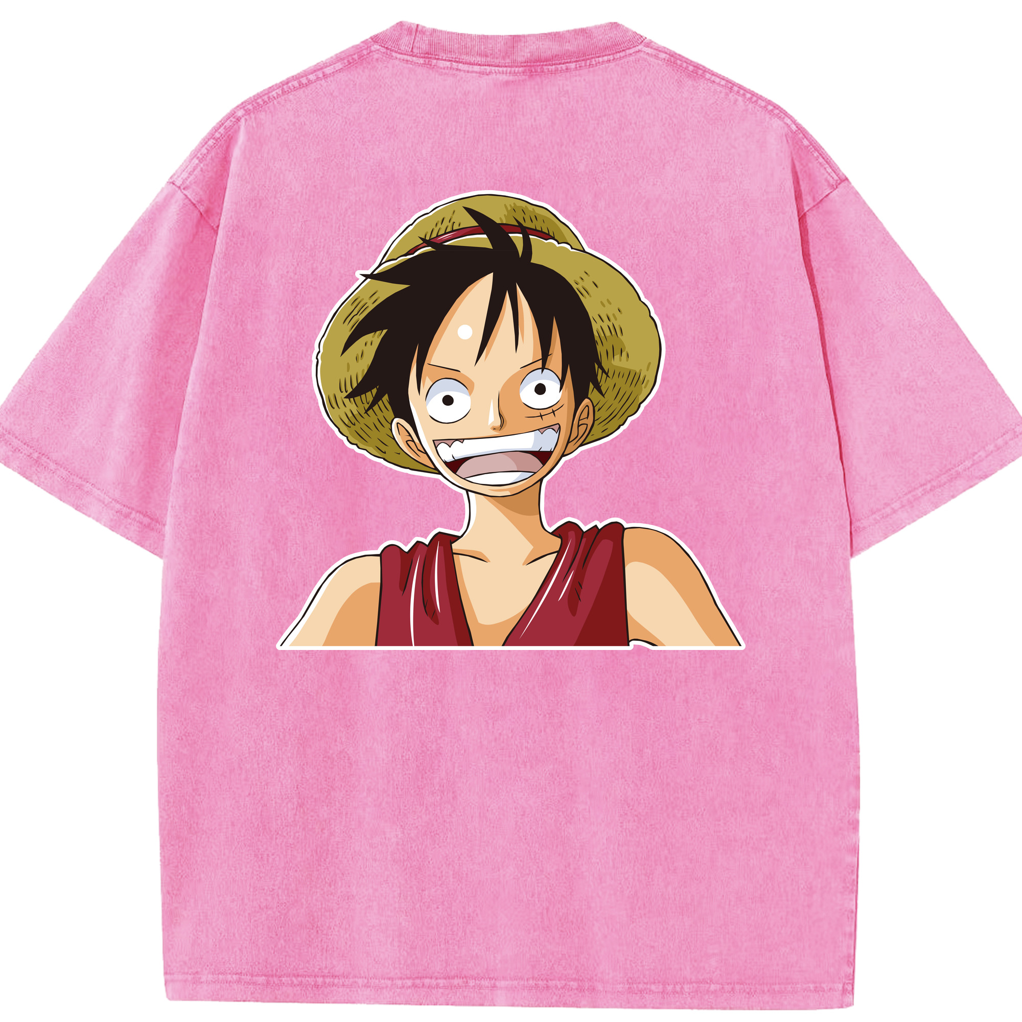ワンピース モンキー・D・ルフィ ONE PIECE Monkey D. Luffy 綿100% ヴィンテージ風 半袖Tシャツ（背面プリント）